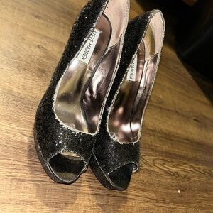 Steve Madden Sparkling Black Peep Toe Heels